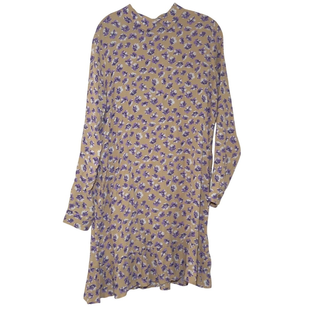 Ganni Montrose Crepe Floral Mini Dress Cuban Sand Purple Size 40 F2000